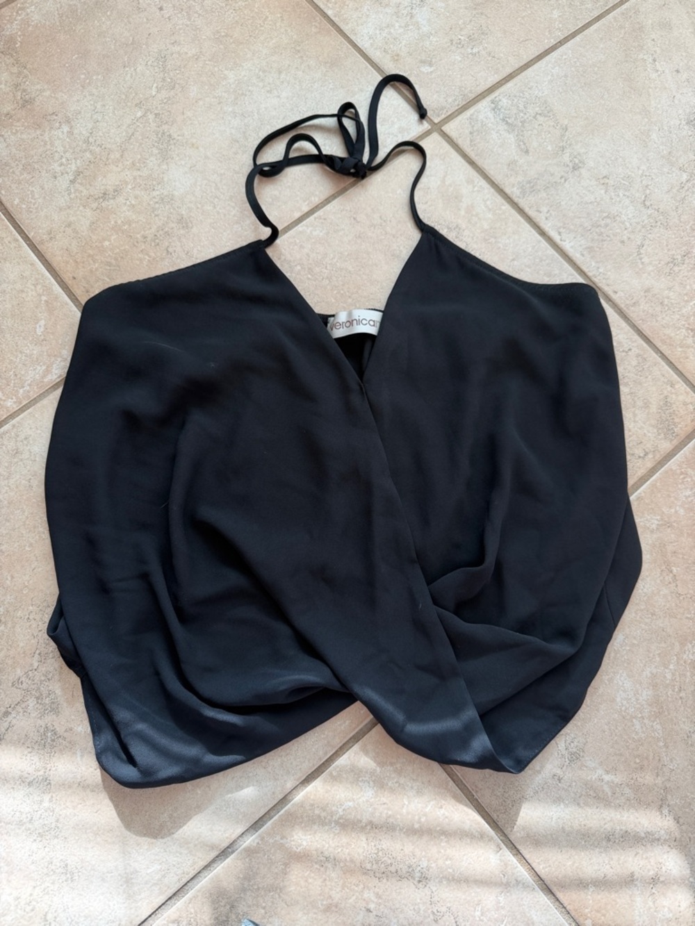 Veronica M Black Wrap-Front Halter Camisole
